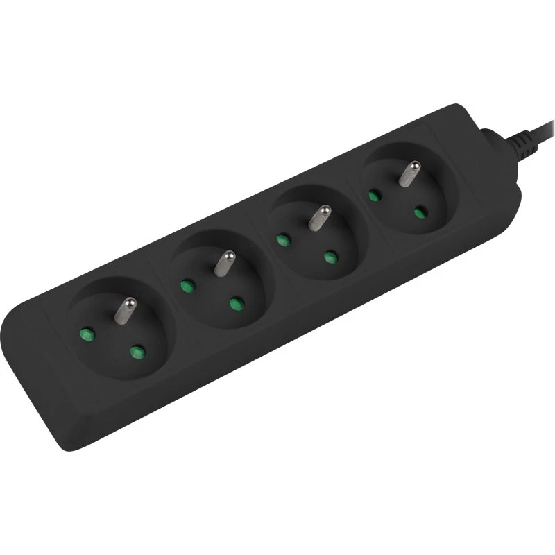 Lanberg Stikdåse 4-stik 10A 1m Sort