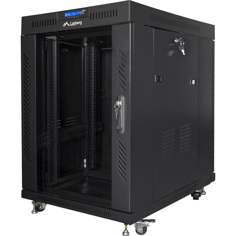 Lanberg Rack Sort 15U 19" med 4 køleblæsere