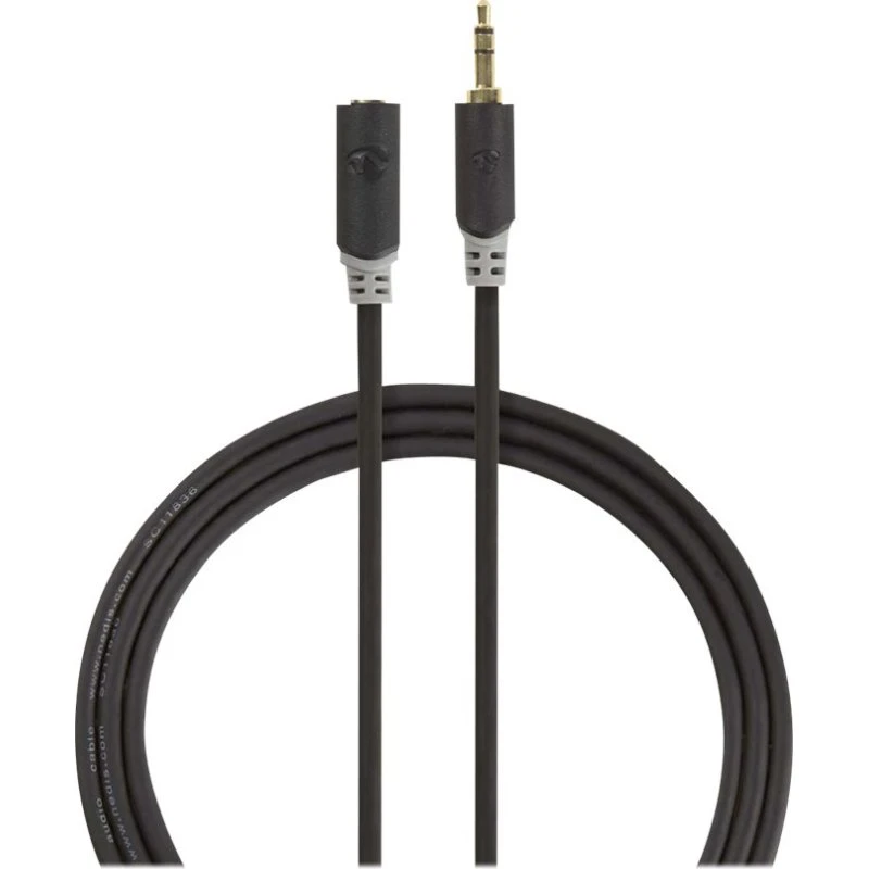 Nedis Audio Forlængerkabel 5 m, 3.5 mm, Guldplateret, Sort