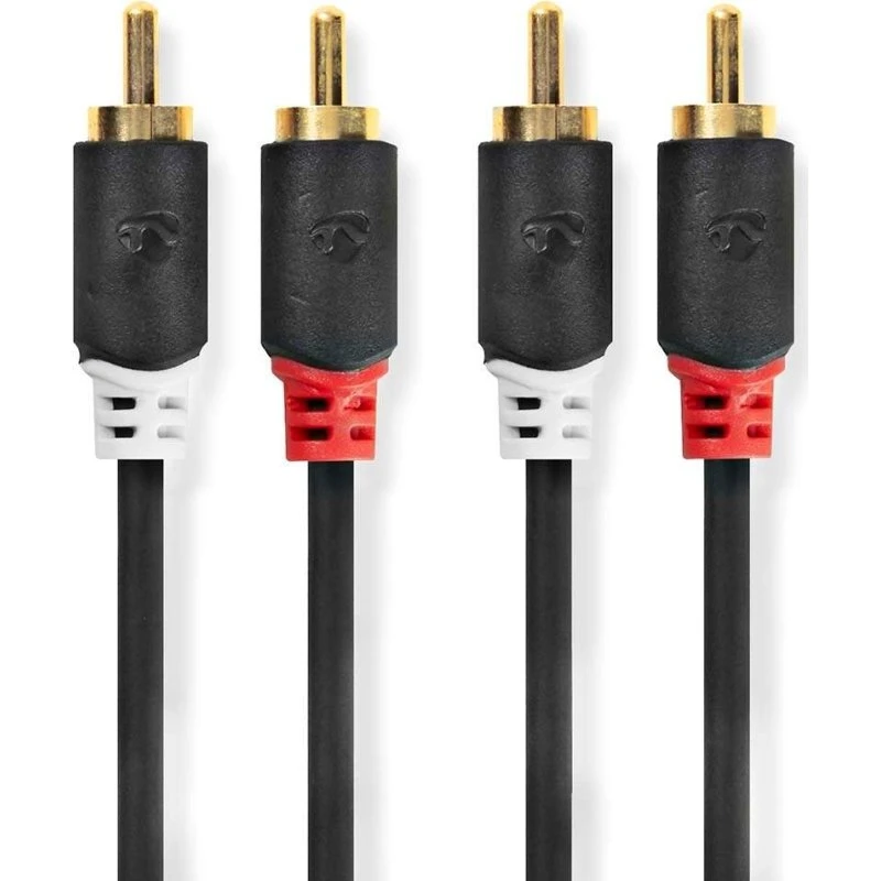 Nedis Audio Kabel 1 m, Guldplateret, Antracit