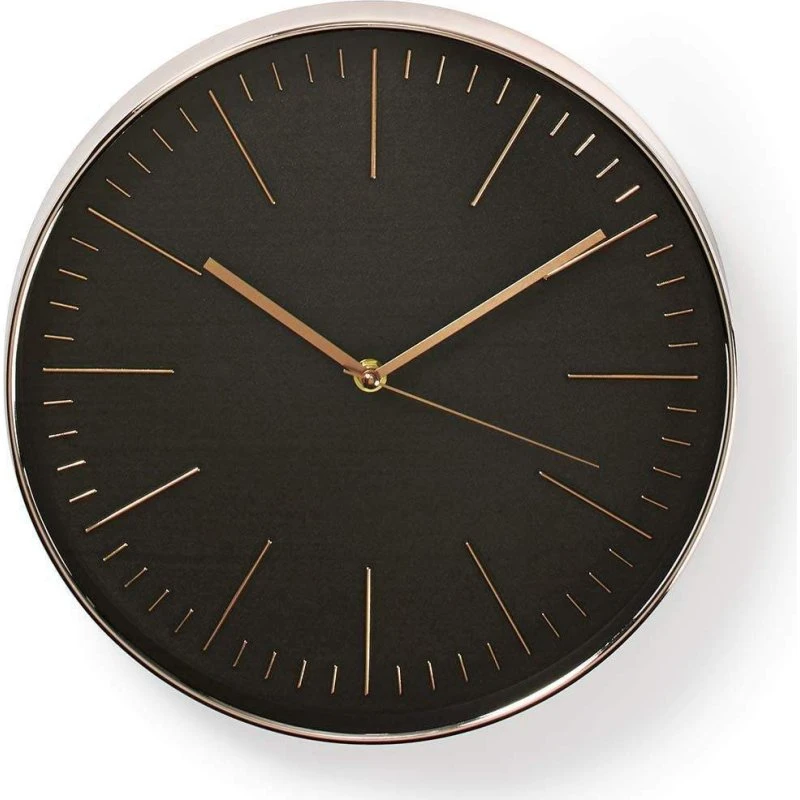 Nedis CLWA013PC30BK Vægur 30 cm Rosa Guld/Sort