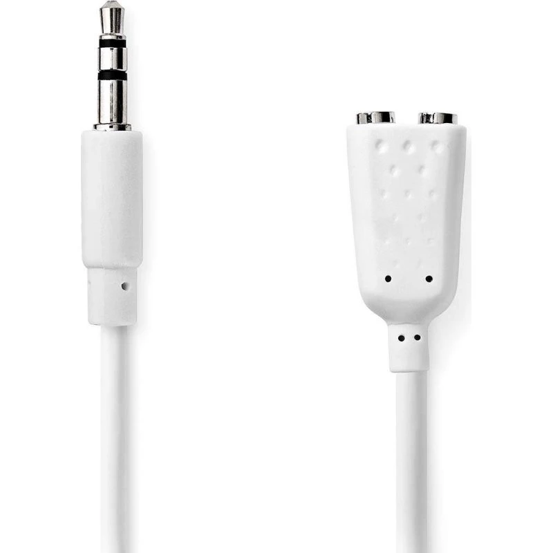 Nedis Stereo Audio Kabel 3.5 mm, 0,20 m, Nikkelplateret, Hvid