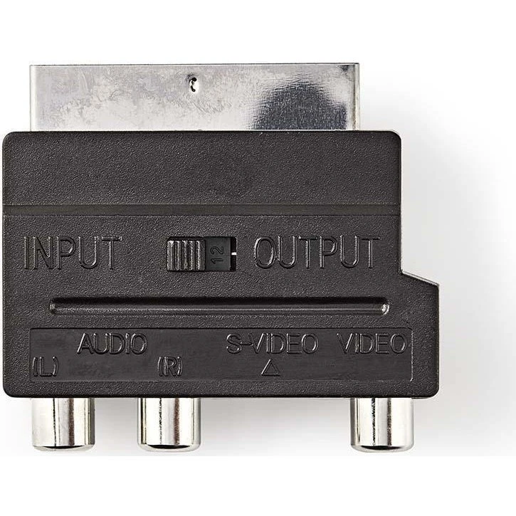 Scart Adapter S-Video | 3x RCA til SCART | Nikkelplateret | Sort