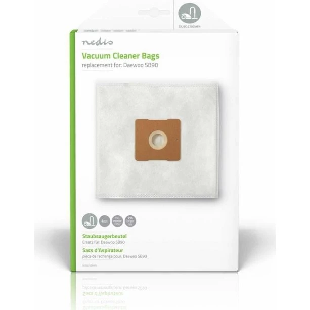 Nedis DUBG220DAE4 Støvsugerpose 4 pk Hvid