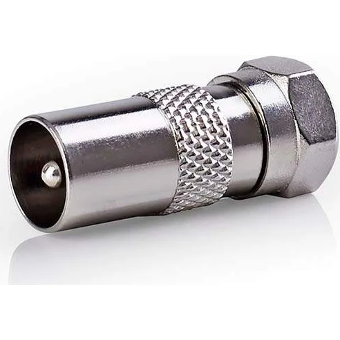 Nedis CSGB41953ME Antenneadapter, F-han til IEC, nikkelplateret, sølv