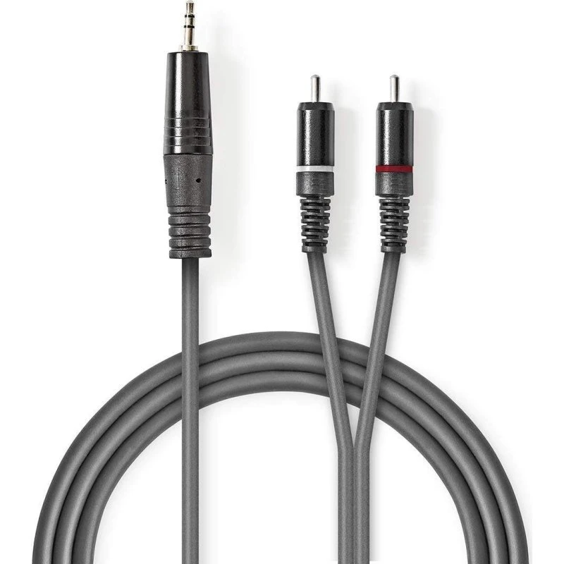 Nedis OnStage 3,5 mm til 2x RCA lydkabel, 3 m, nikkelplateret, mørkegrå