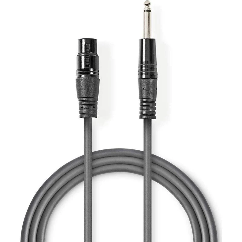 Nedis OnStage XLR 3-pin hun til 6.35 mm mono, 3 m, mørkegrå