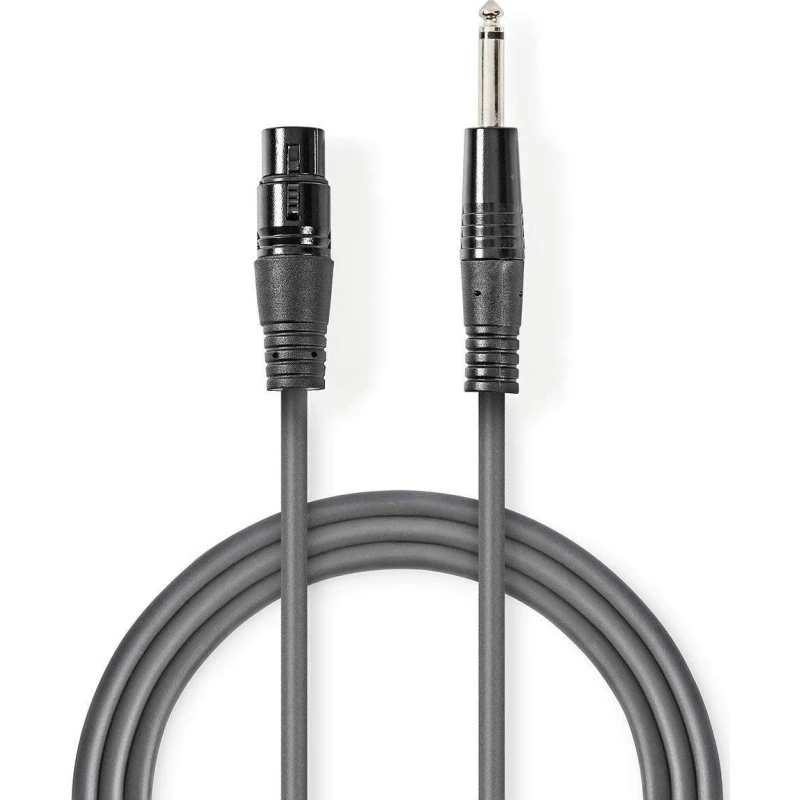 Nedis OnStage XLR 3-pin hun til 6,35 mm han, 10 m, nikkelplateret