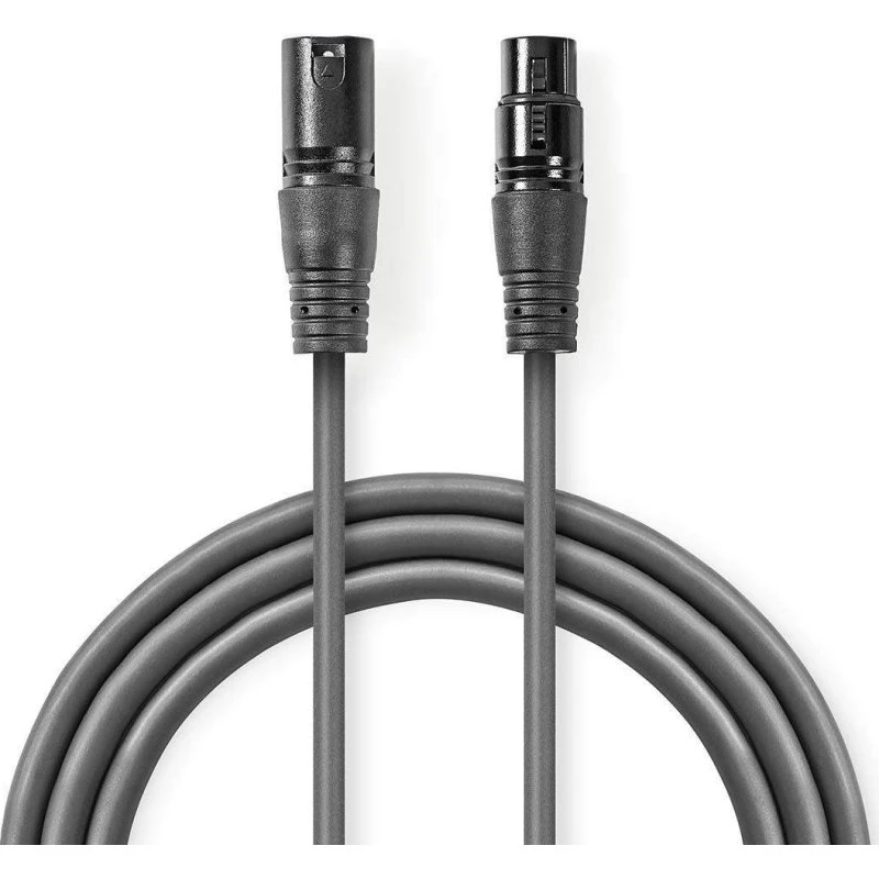 Nedis OnStage XLR Audio Kabel 15 m, Nikkelpladeret, Mørkegrå