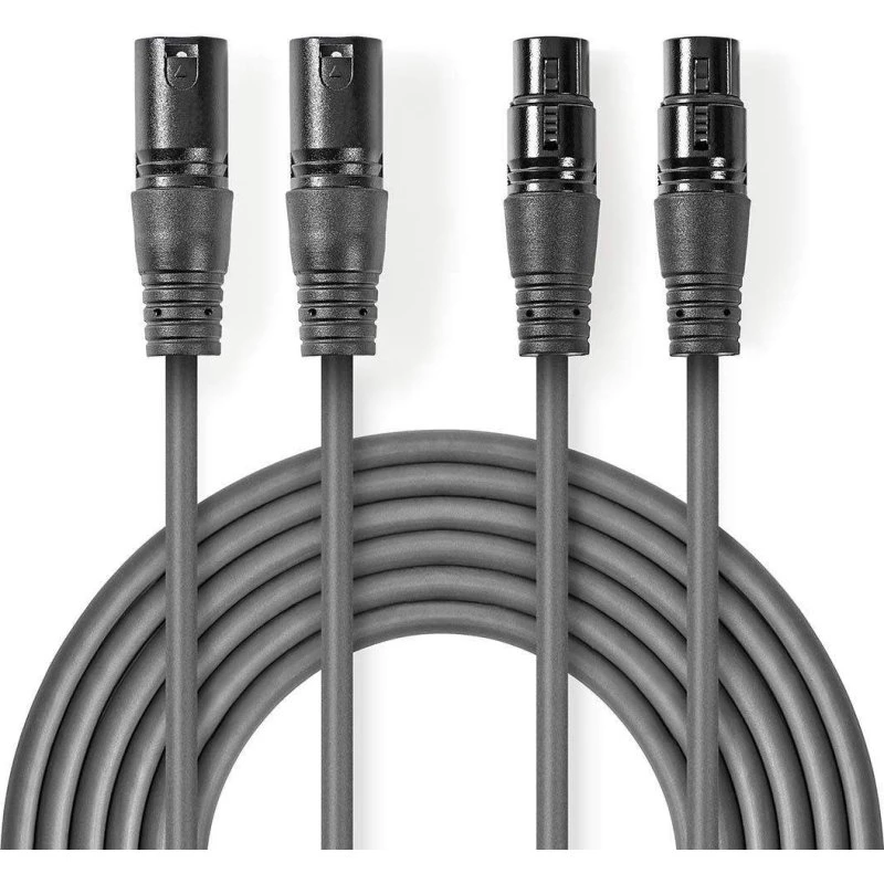 Nedis OnStage XLR Audio Kabel 3 m, Mørkegrå