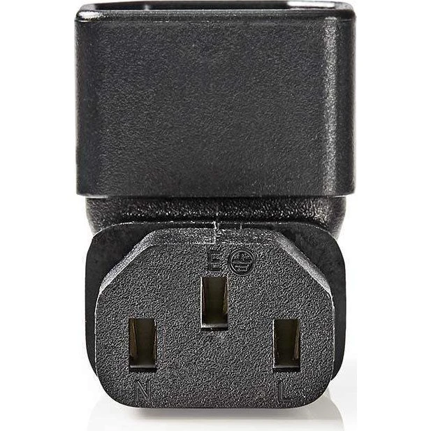 Nedis IEC 90° Vinklet Adapter C14 Han til C13 Hun, Sort