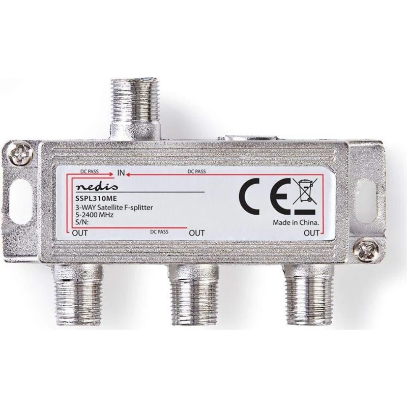 Nedis Aerial Splitter 3-vejs, 75 Ohm, zink-trykstøbt