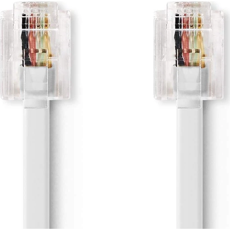Nedis TCGB90200WT50 Telefonkabel, 5 m, Fladt, Hvid