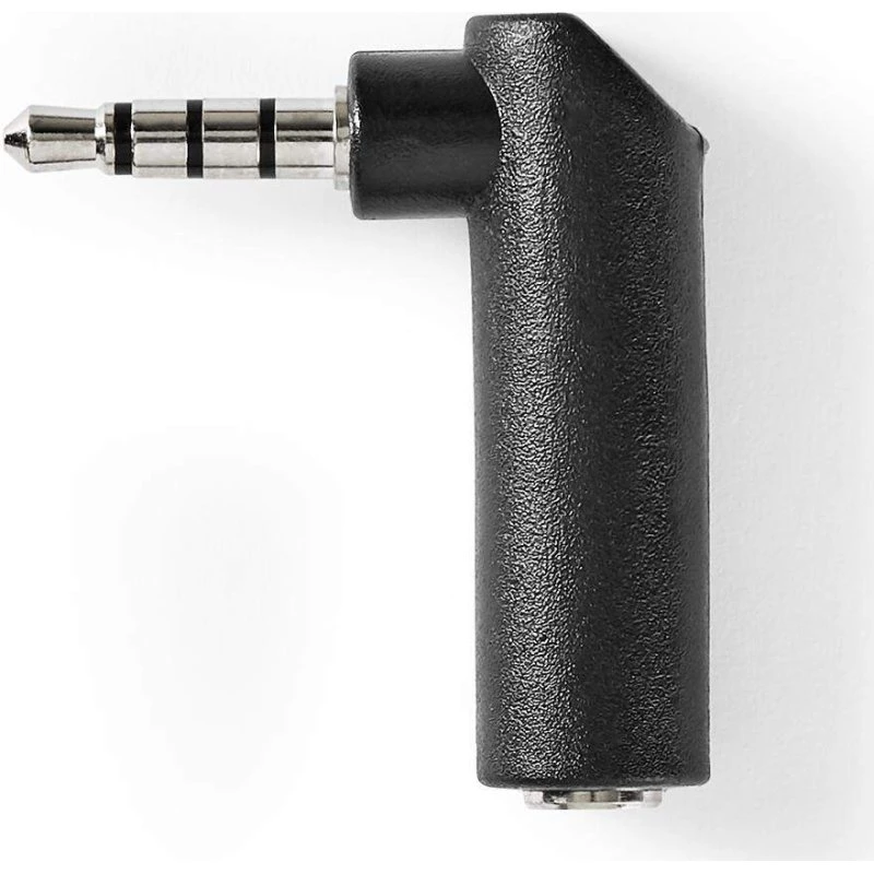 Nedis 90° Stereo Audio Adapter, 3.5 mm Han til Hun, Nikkelplateret, Sort, 10 stk.