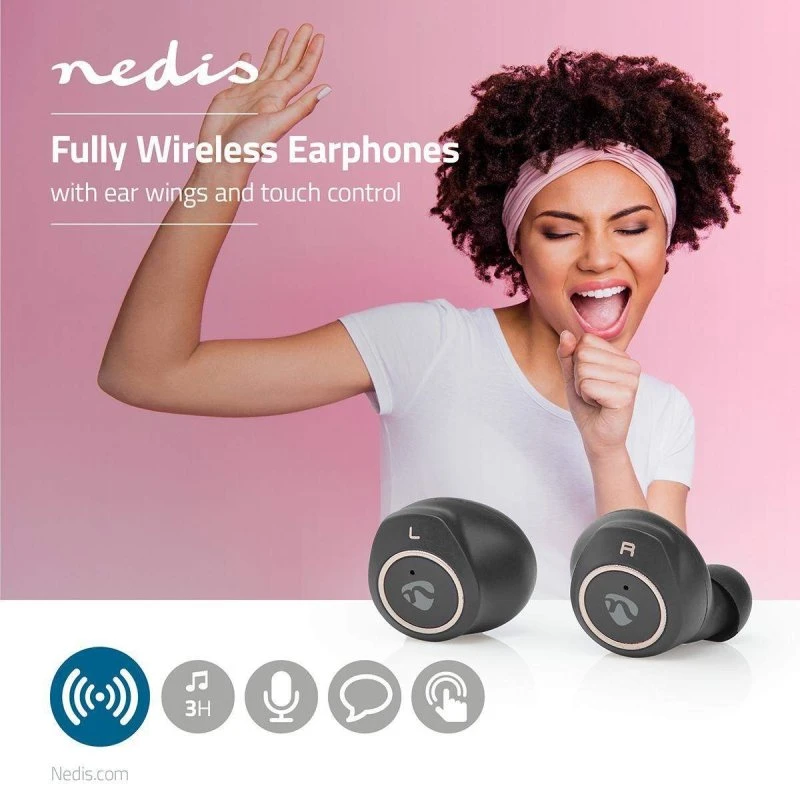 Nedis Bluetooth 5.0 Trådløse Øretelefoner med Opladningsetui