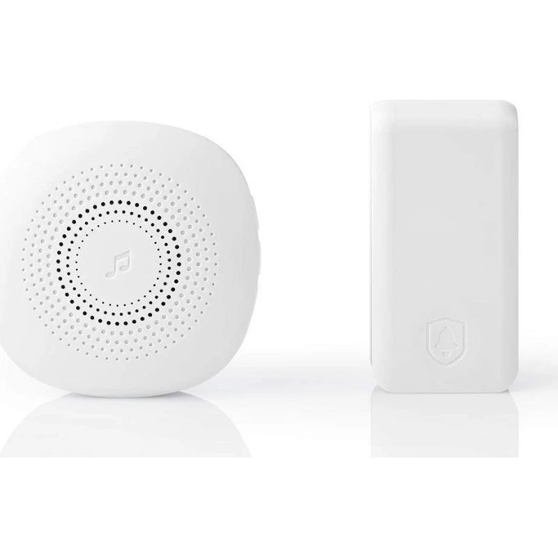 Nedis DOORBK240CWT Trådløs Dørklokke Sæt, 80 dB, Kinetisk