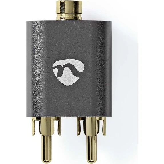 Nedis Stereo Audio Adapter, 3.5 mm til RCA, Guldplateret, Aluminium, Gun Metal Grå