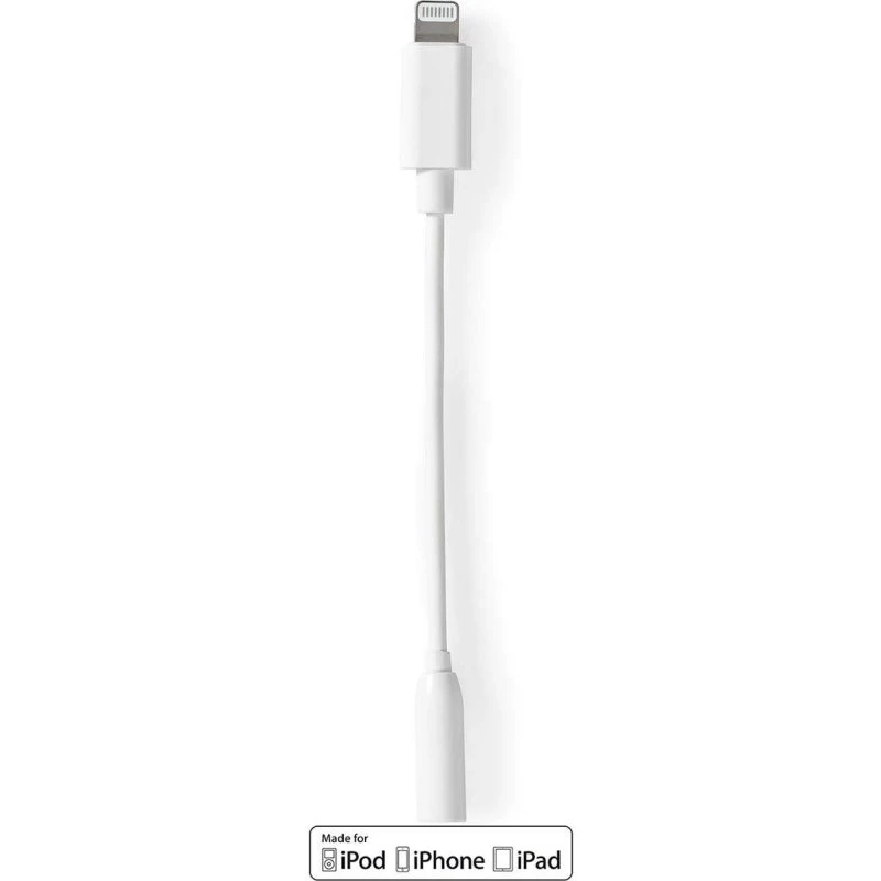 Nedis Lightning til 3,5 mm Audioadapter, 10 cm, hvid