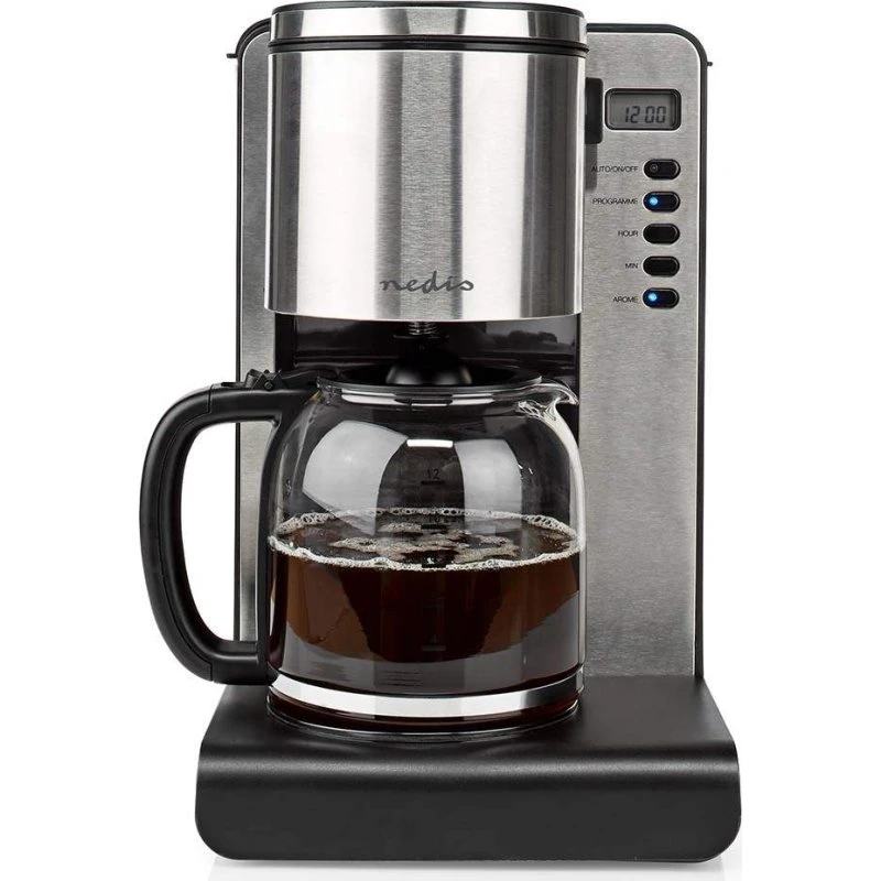 Nedis Kaffemaskine 1,5 L med Timer, Aluminium, 12 Kopper