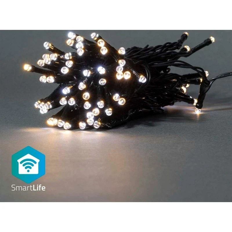 Nedis SmartLife LED-lyskæde, 5 m, Wi-Fi, varm til kølig hvid, 50 LED