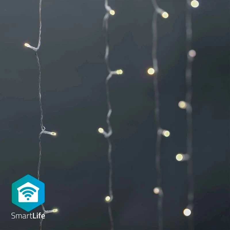 Nedis SmartLife LED-gardin 3 m, Wi-Fi, varm til kølig hvid