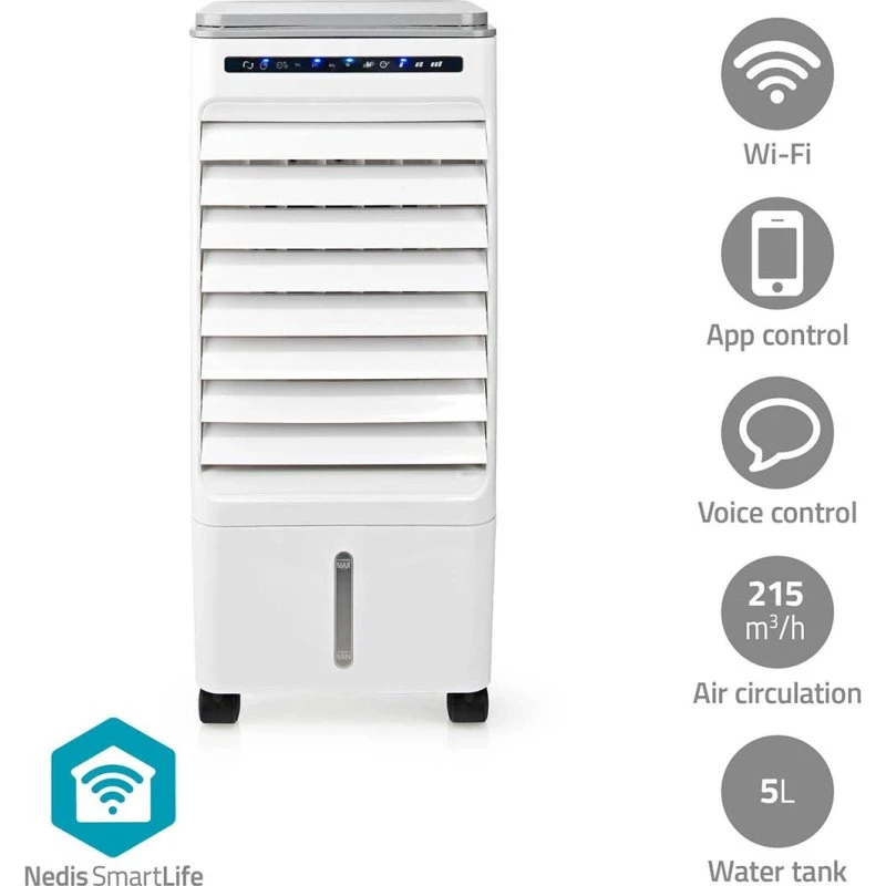 Nedis SmartLife Mobil Luftkøler COOL116CWTW, 5 l vandtank, 3 hastigheder
