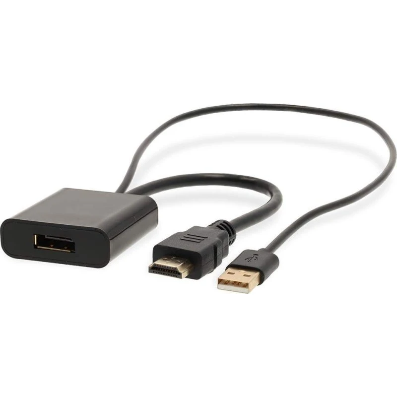 Nedis HDMI til DisplayPort Adapter, Guldplateret, USB-A Strøm, Sort