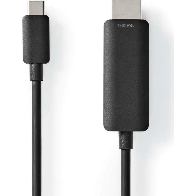 Nedis USB-C til HDMI Adapter, 4K@60Hz, 2 m, Nikkelplateret, Sort
