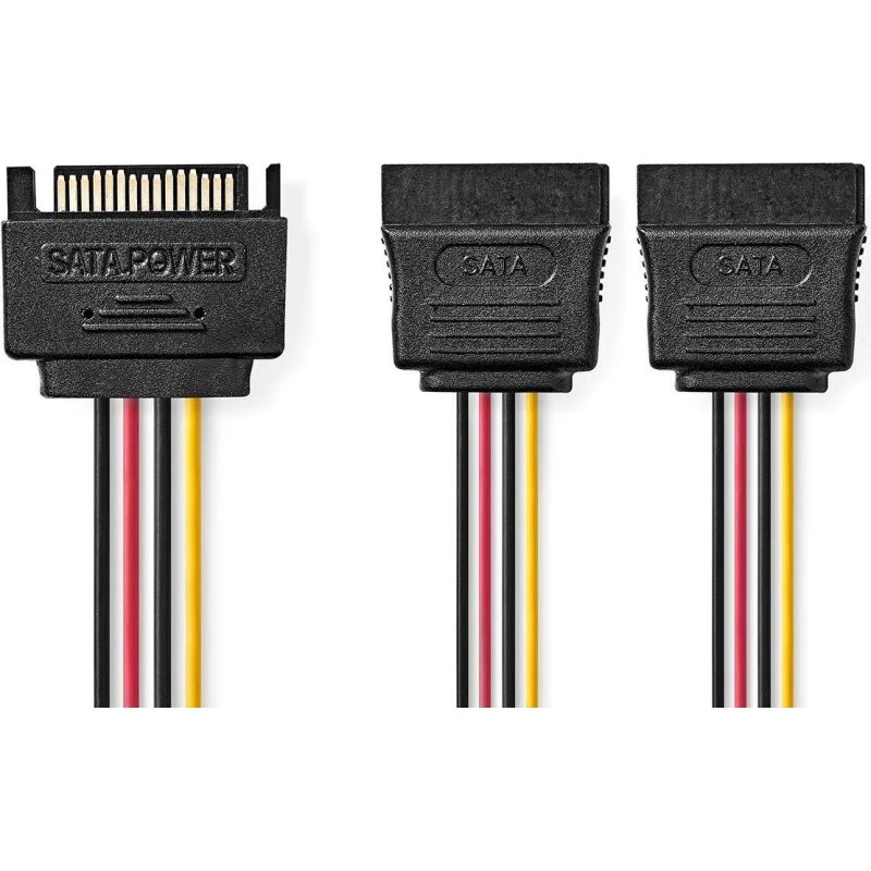 Nedis CCGB73190VA015 Intern Strømkabel, 2x SATA 15-Pin, 0,15 m