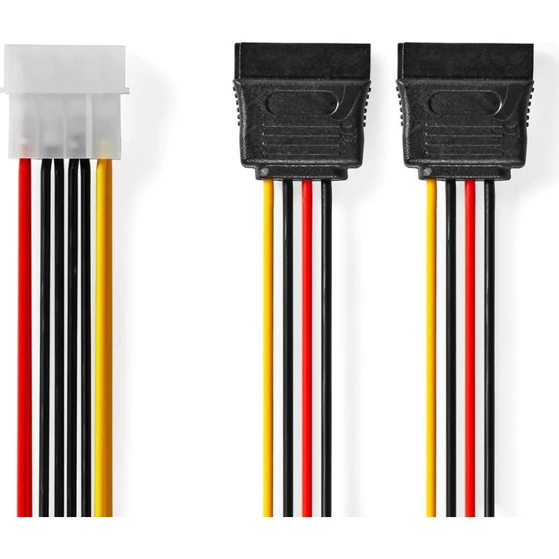Nedis Intern Strømkabel | Molex Han | 2x SATA 15-Pin Hun | Guldplateret