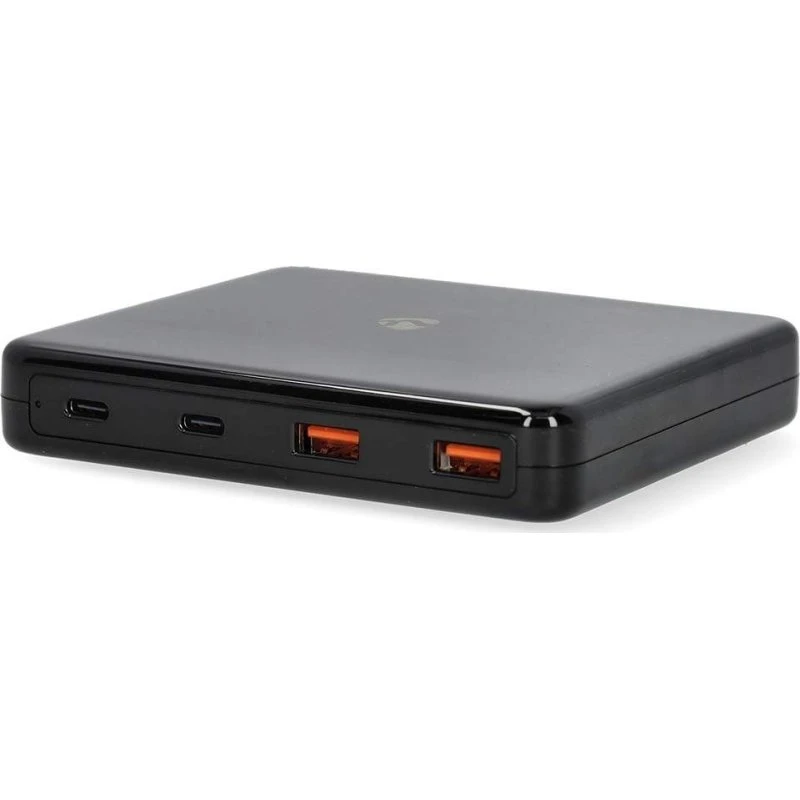 Nedis 65W GaN Vægoplader | 4-port | USB-C & USB-A | Sort