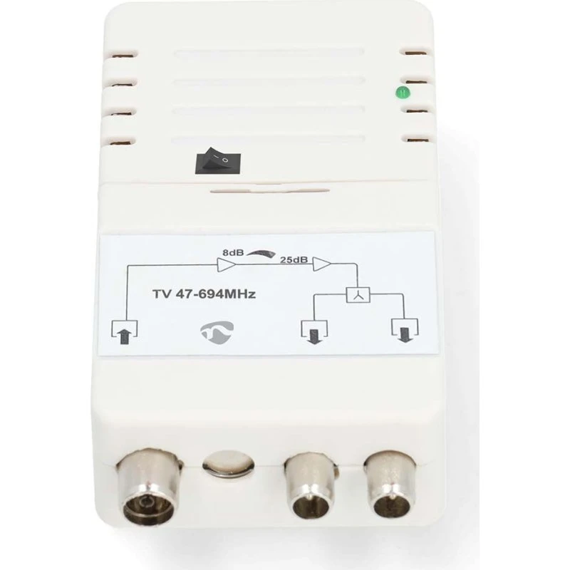 Nedis CATV Forstærker 25 dB, 2 udgange, hvid, SAMP42222WT