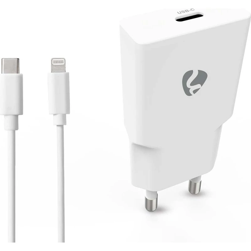 Nedis Vægoplader 20W GaN PD3.0 USB-C med Lightning-kabel Hvid