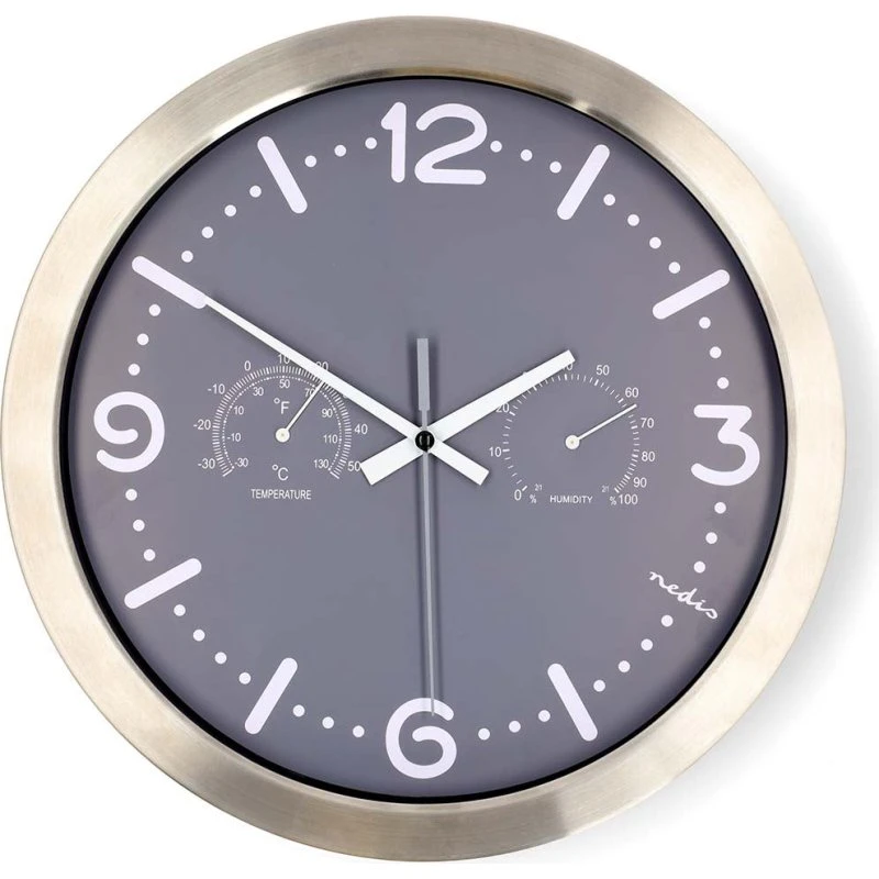 Nedis Vægur 300 mm Rustfri Stål Grå / Metal CLWA5226SS