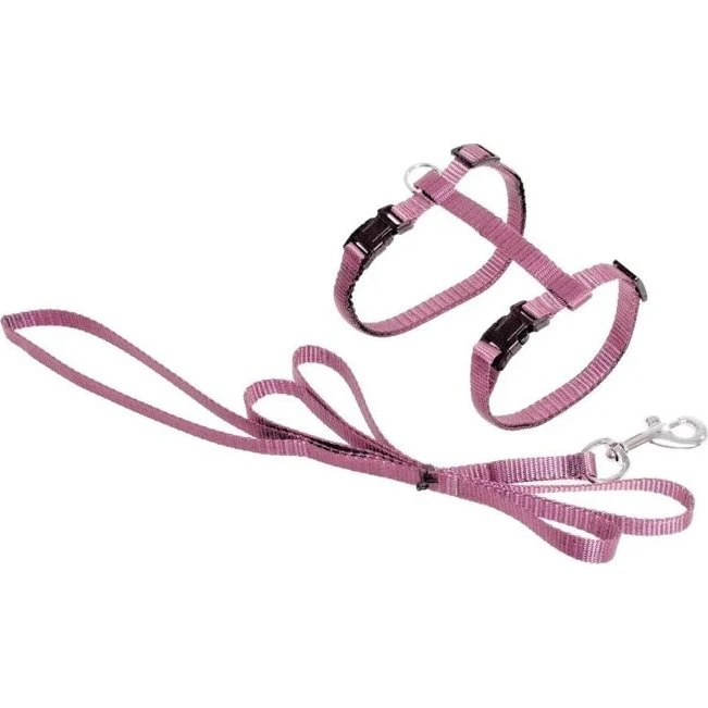Flamingo Ziggi Cat Harness med Snor - Pink, 20-35 cm