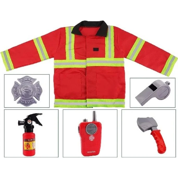 Toymax Brandmandsudklædning med Jakke og Tilbehør - Rød - 3+ år