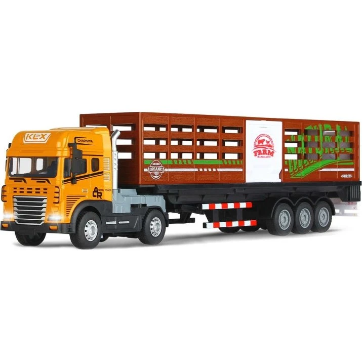 KLX 534677 Die-cast lastbil med dyretrailer, lys & lyd