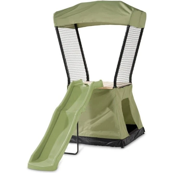 EXIT Ivy legetårn med rutsjebane - sort metal, grøn detalje