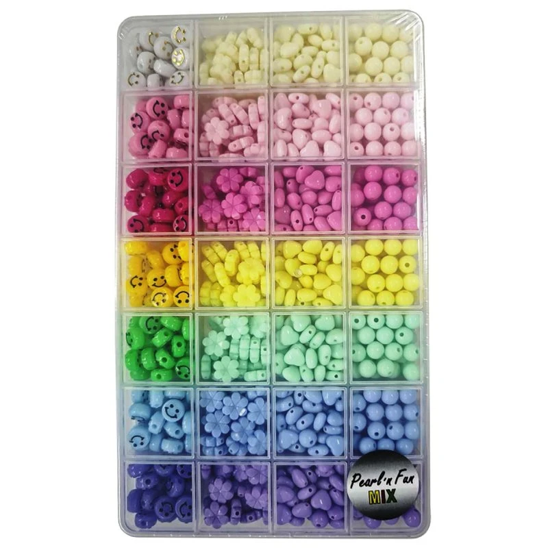Pearl'n Fun Pastel Perlemix – Smiley, Blomster, Hjerter, Runde 8-11mm
