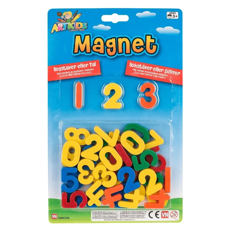 Artkids Magnettal 0-9, 36 stk, farverige