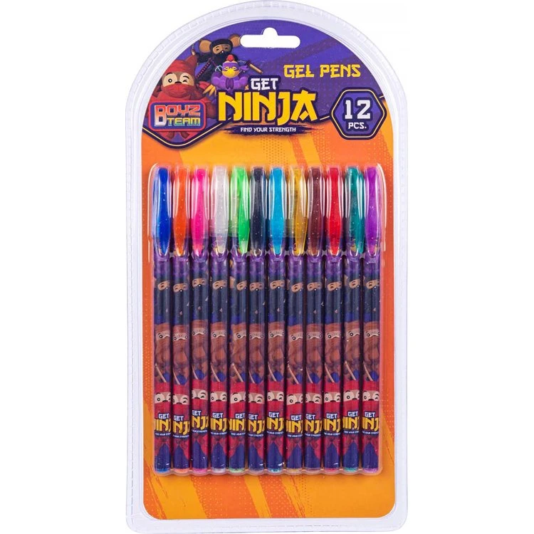 Ninja Gel Penne 12 Farver med Glitter