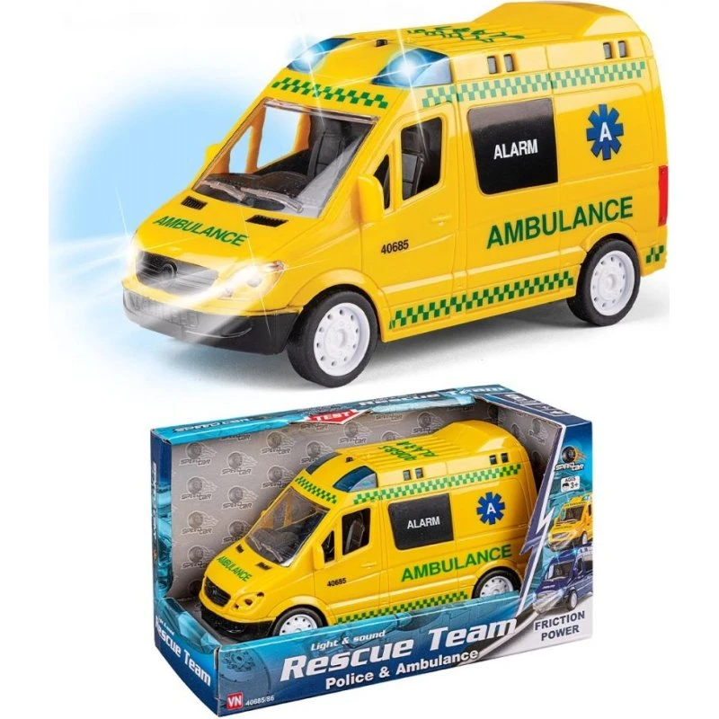 Dansk Ambulance med Lys og Lyd, 17 cm