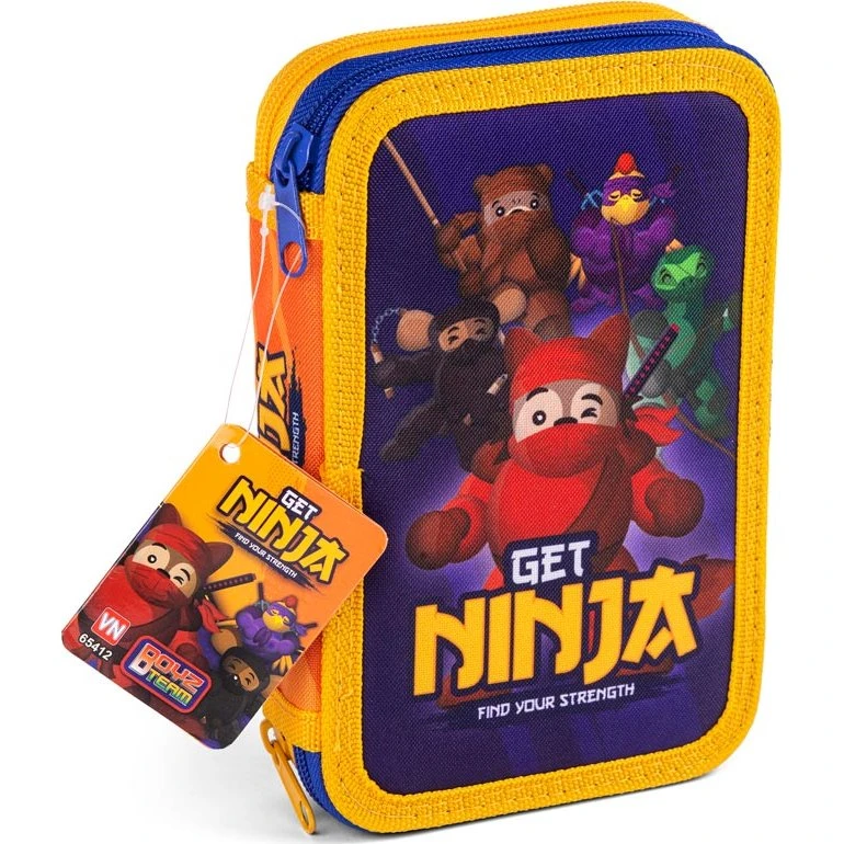 Boyz Team Ninja Dobbelt Penalhus med Indhold, 20x13 cm