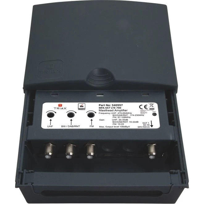 Triax MFA657 3-indgangs mastforstærker 35dB, 700MHz, RAL 7016