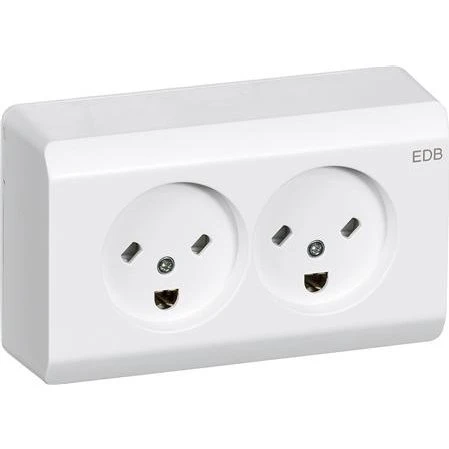 LK Opus 66 Dobbelt EDB-stikkontakt Ud. Hvid