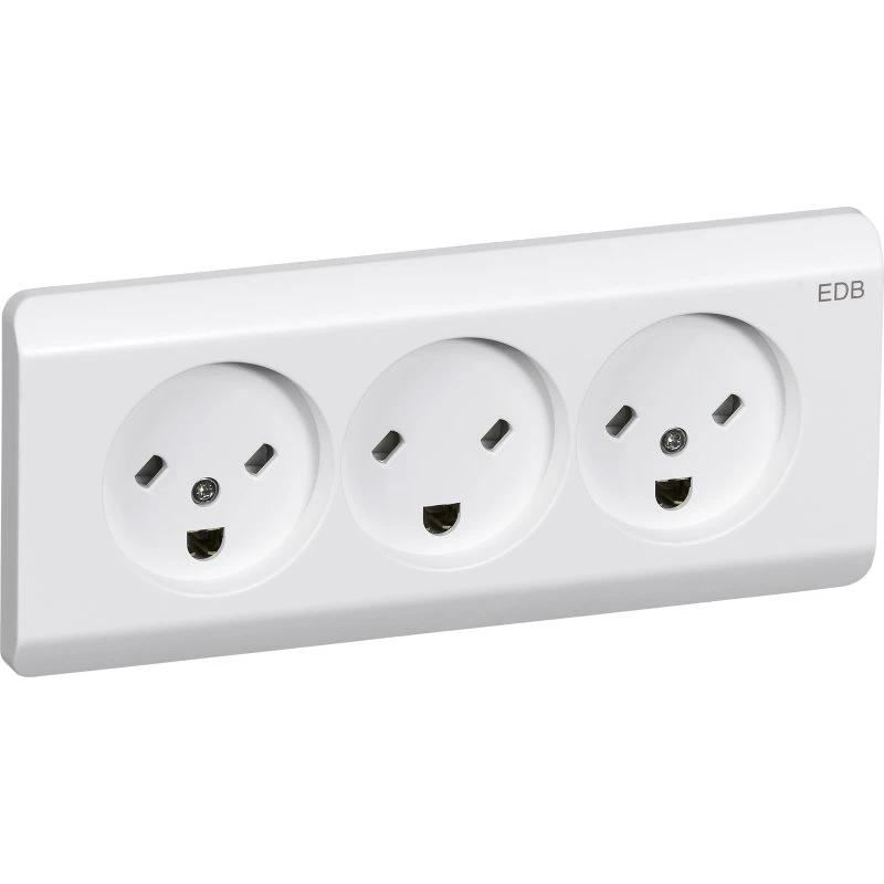 LK OPUS 66 Tripel EDB-stik med jord, hvid, 2½ modul