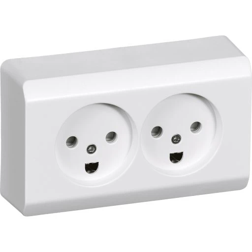 OPUS66 Afdækning Udv. Dobbelt Stik 2P+J Hvid (Sæt af 10)