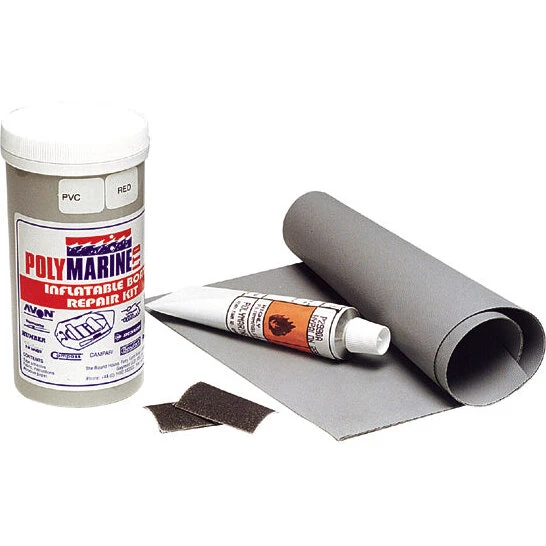 Polymarine Gummibådreparationssæt (Hypalon/PVC) grå 15x35 cm, 70 ml