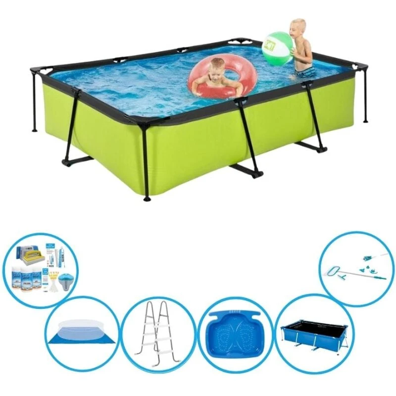 EXIT Lime pool 300x200x65 cm med patronfilterpumpe