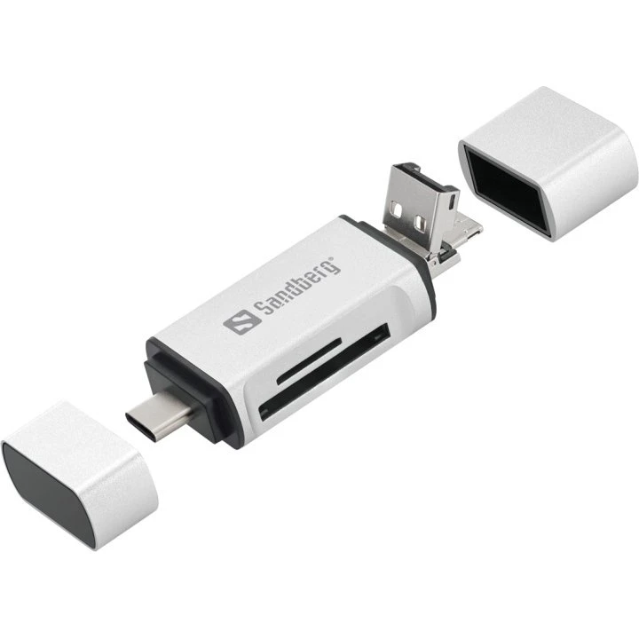 Sandberg Card Reader USB-C/USB-A/Micro-USB, Silver
